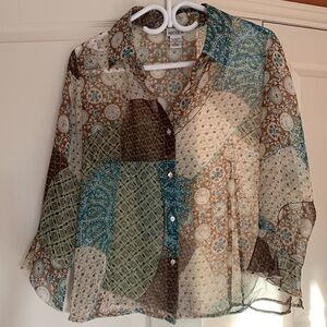 NICOLA Sheer Tulip Sleeve Blouse - L